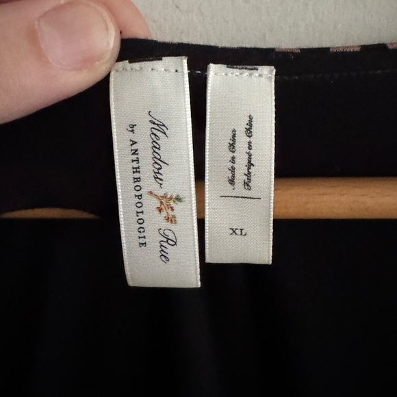 Anthropologie Meadow Rue Josalyn Brown Black Tie Front Diamond Print Top XL - Picture 4 of 6